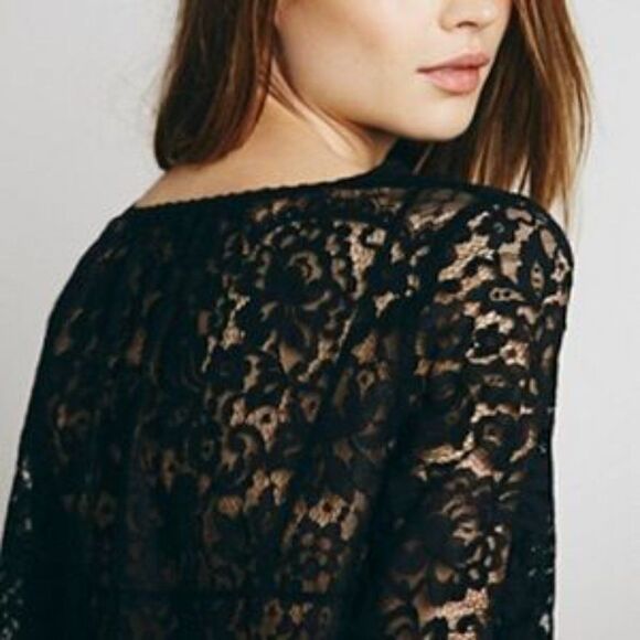 Free People Black Lace Top - Picture 3 of 8